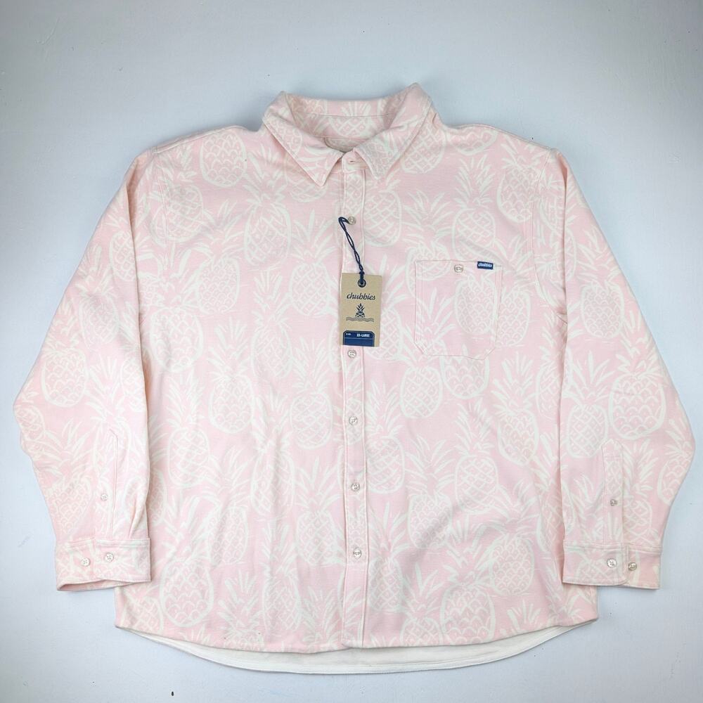 Chubbies Men's XXL "The Thigh-Napple" Flannel Overshirt - Pink Pineapple